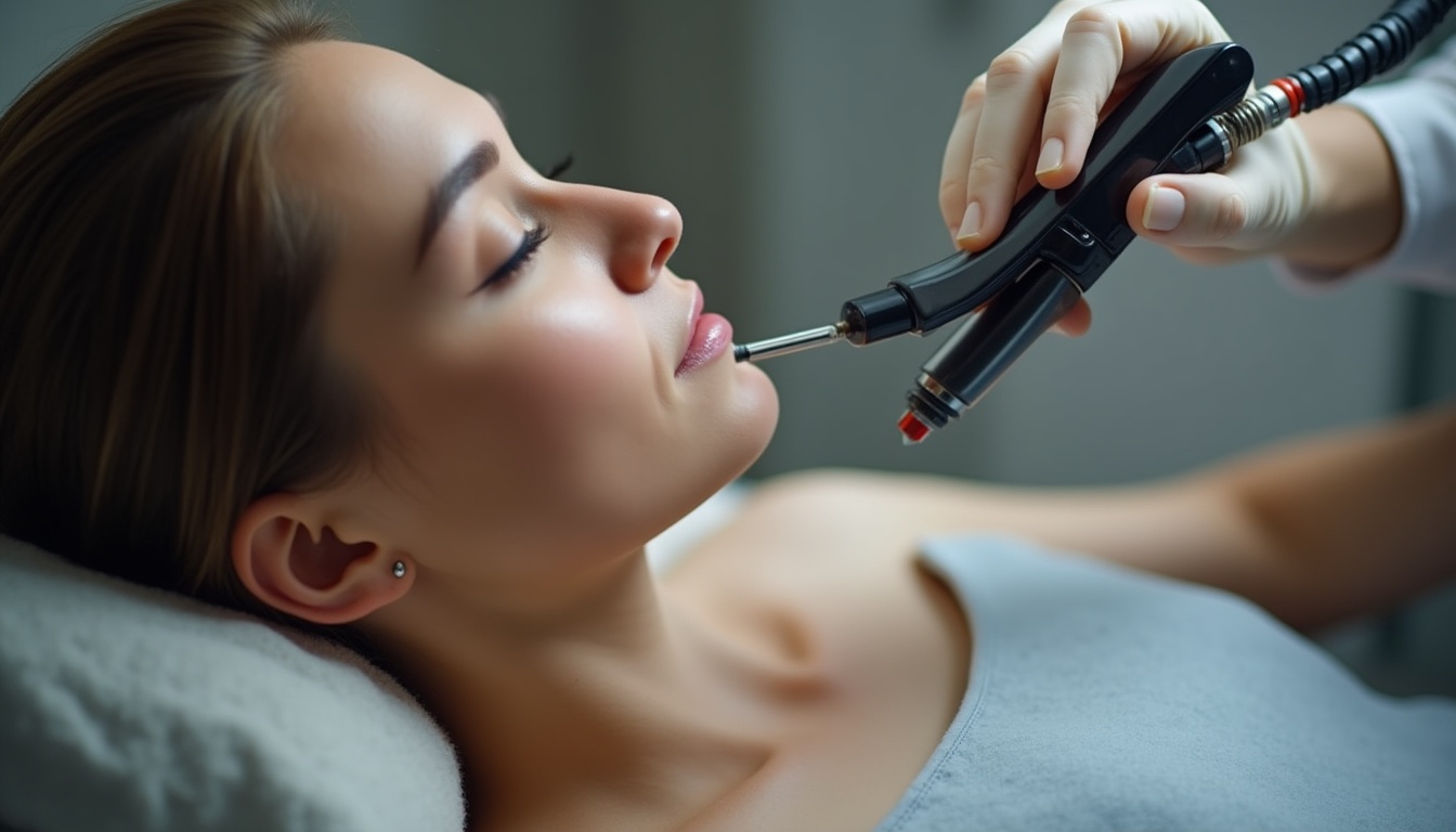 Aparat micropigmentare profesional cu accesorii și ace sterilizate, simbolizând calitatea și precizia