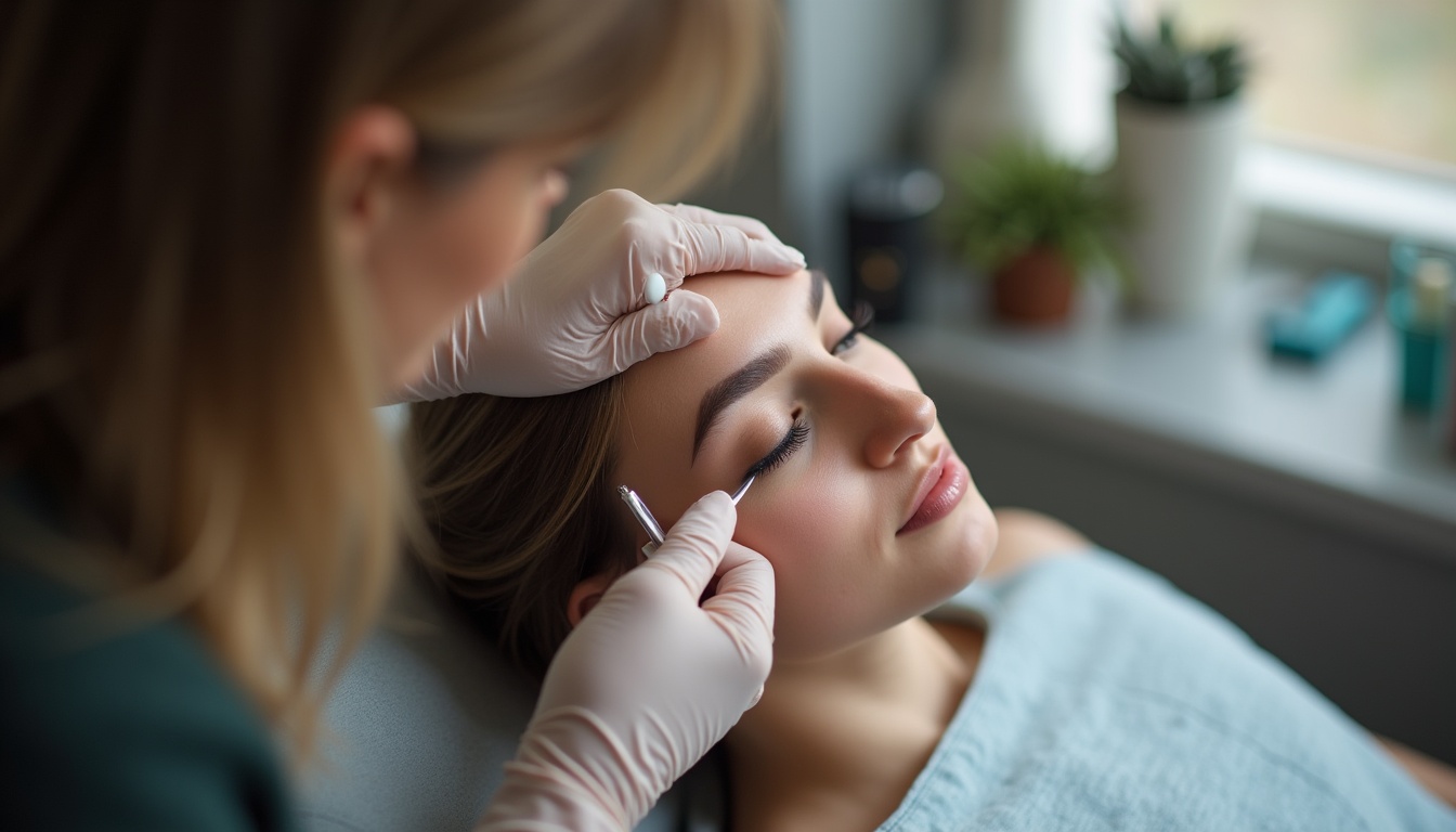 Femeie zâmbind cu tatuaj sprancene permanent impecabil și natural