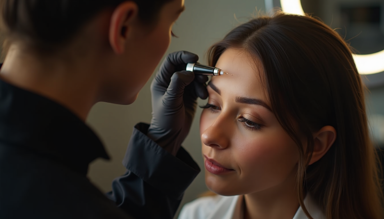 Femeie zâmbind cu sprâncene perfect conturate prin microblading în Ploiești