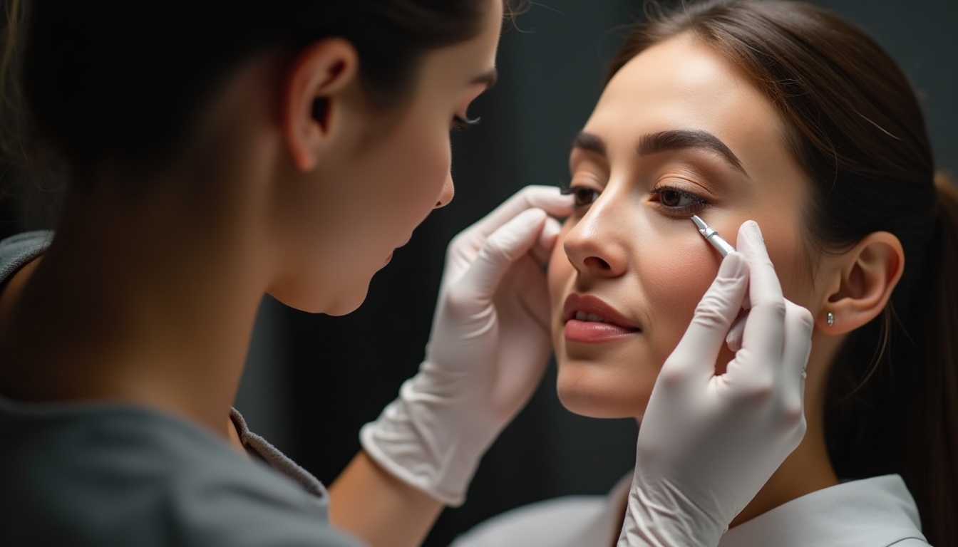 Femeie zâmbind cu sprâncene perfect conturate prin microblading, la un salon de înfrumusețare Sauvage Salon