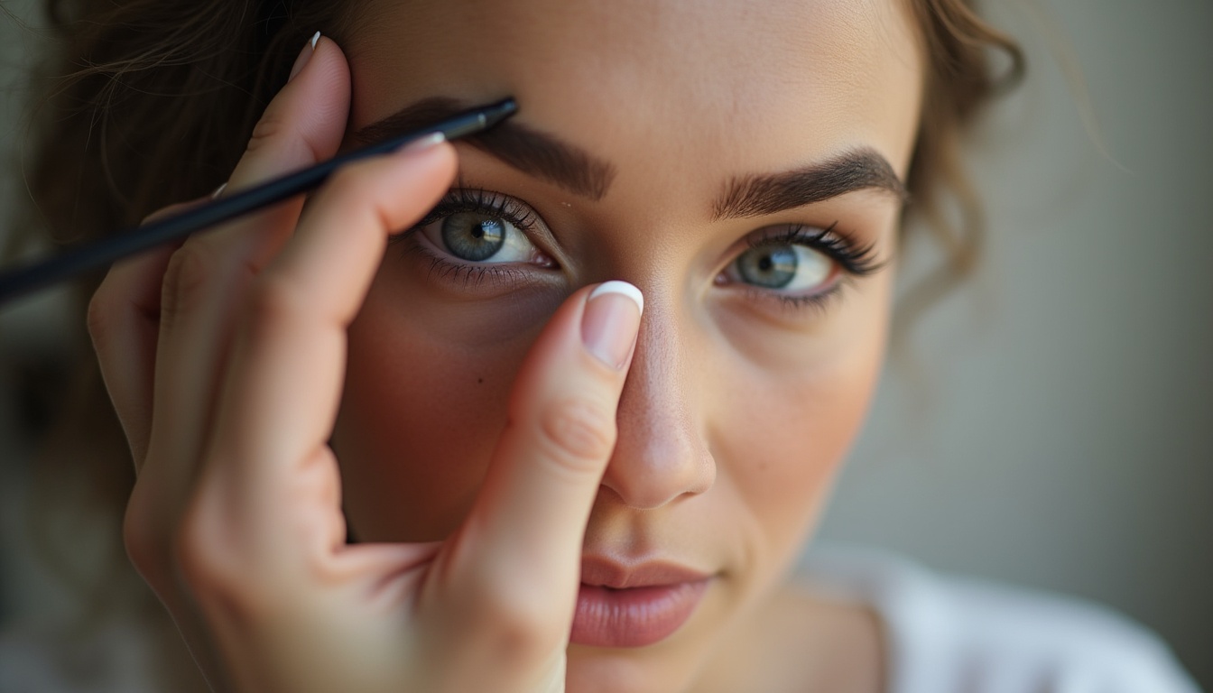 Femeie zâmbind cu sprâncene perfect conturate prin micropigmentare fir cu fir, evidențiind valoarea prețului.