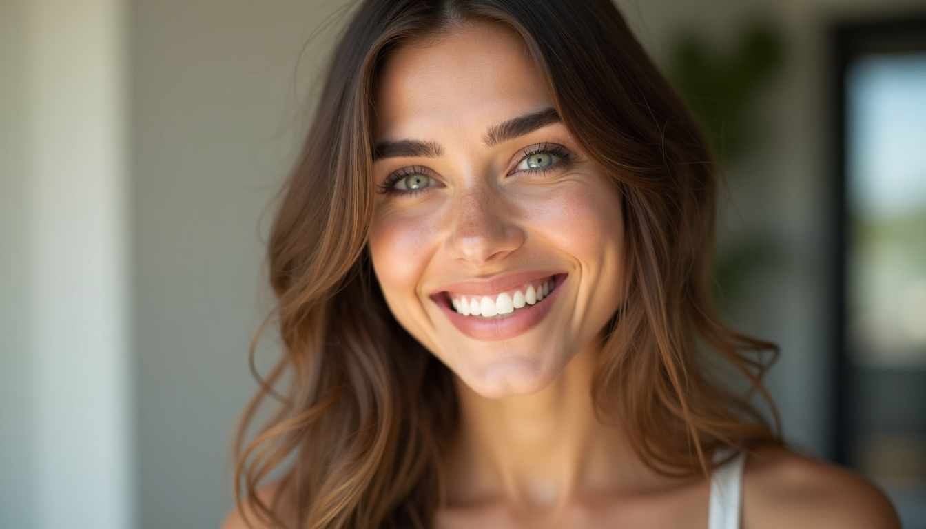 Femeie cu sprâncene fir cu fir perfect conturate și naturale, reprezentând păreri pozitive despre microblading.
